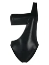 Calvin Klein Cut-out One-shoulder Swimsuit In Black