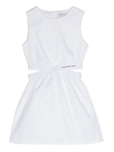 Calvin Klein Kids' 镂空无袖连衣裙 In White
