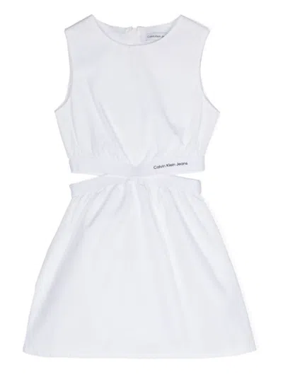 Calvin Klein Kids' Cut-out Sleeveless Dress In White