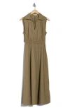 Calvin Klein Cutout Cotton Maxi Dress In Olive