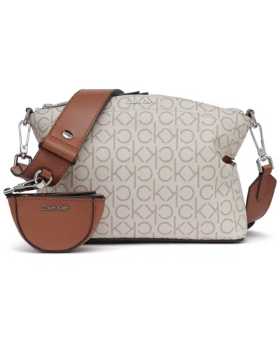 Calvin Klein Cypress Crossbody In Vanilla Khaki Linear