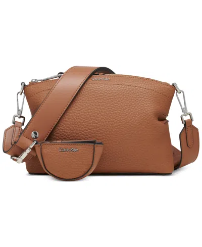 Calvin Klein Cypress Top Zip Convertible Crossbody With Pouch In Caramel