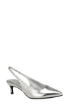 Calvin Klein Kallien Slingback Pointed Toe Kitten Heel Pump In Silver