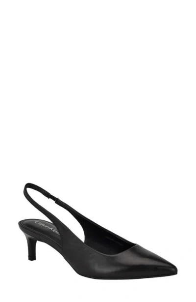 Calvin Klein Dainty 2 Womens Leather Kitten Slingback Heels In Multi