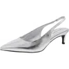 Calvin Klein Dainty Womens Pointed Toe Heels Slingback Sandals In Silver