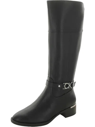 Calvin Klein Daphny Womens Leather Knee-high Boots In Black