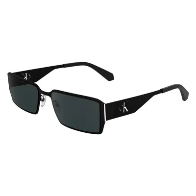 Calvin Klein Dark Grey Rectangular Unisex Sunglasses Ckj24206s 001 56 In Black