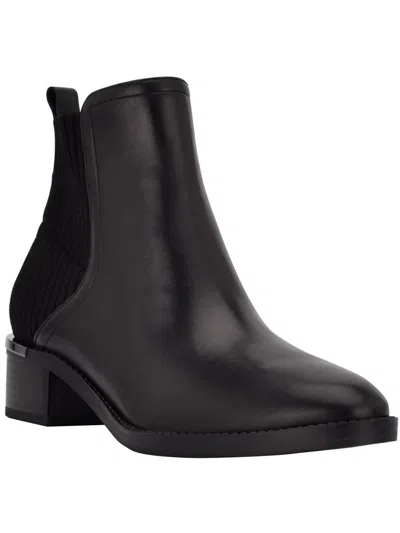 Calvin Klein Deandre Womens Faux Leather Pointed Toe Ankle Boots In Black