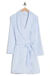 Calvin Klein Debossed Fluffy Robe In Blue