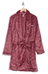 Calvin Klein Debossed Fluffy Robe In Crushed Berry