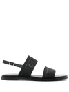 Calvin Klein Debossed-logo Leather Sandals In Black