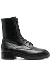Calvin Klein Debossed-monogram Combat Boots In Schwarz