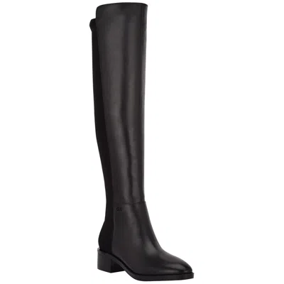 CALVIN KLEIN DEEDEE WOMENS SOLID LEATHER OVER-THE-KNEE BOOTS
