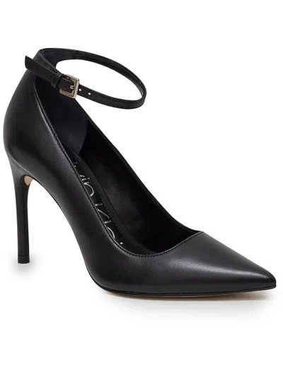 Calvin Klein Demma Womens Suede Ankle Strap Loafer Heels In Black