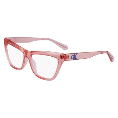 Calvin Klein Demo Cat Eye Unisex Eyeglasses Ckj23614 671 54 In Pink