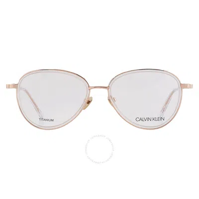 Calvin Klein Demo Round Ladies Eyeglasses Ck20106 971 53 In Gold / Rose / Rose Gold