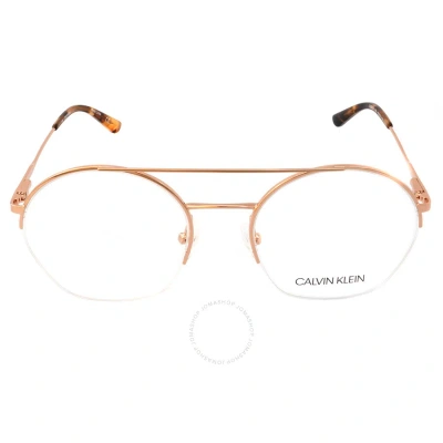 Calvin Klein Demo Round Unisex Eyeglasses Ck20110 780 52 In Gold / Rose / Rose Gold