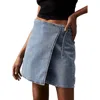 Calvin Klein Denim A-line Wrap Skirt In Blue