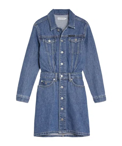 Calvin Klein Denim Jacket Dress In Blue