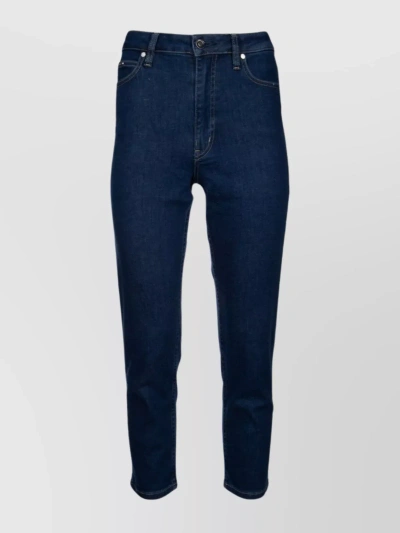 Calvin Klein Denim Trousers With Belt Loops And Five-pocket Design In Blue