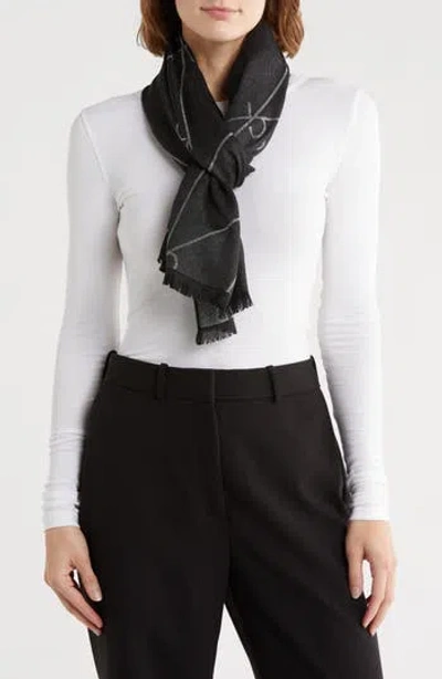 Calvin Klein Diagonal Ck Metallic Logo Scarf