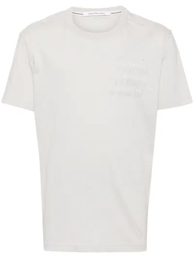 Calvin Klein Diffused Stacked Printed T-shirt In Grey