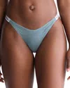 Calvin Klein Dipped String Thong In Blue Performance