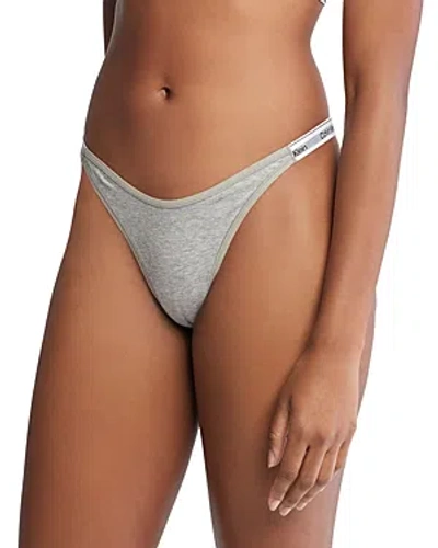 Calvin Klein Dipped String Thong In Grey Heather