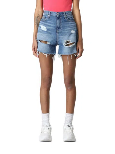 Calvin Klein Distressed Denim Mom Shorts Short In Denim Medio
