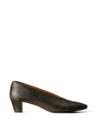 Calvin Klein Distressed-effect Pointed-toe Pumps In Brown
