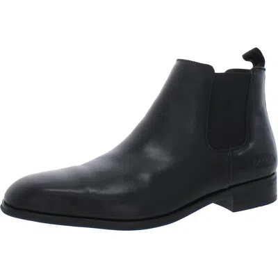 Calvin Klein Donto Mens Leather Block Heel Chelsea Boots In Black
