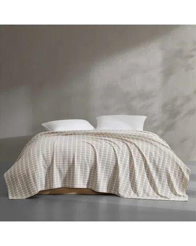 Calvin Klein Dot Dash Plaid Cotton Blanket In Neutral