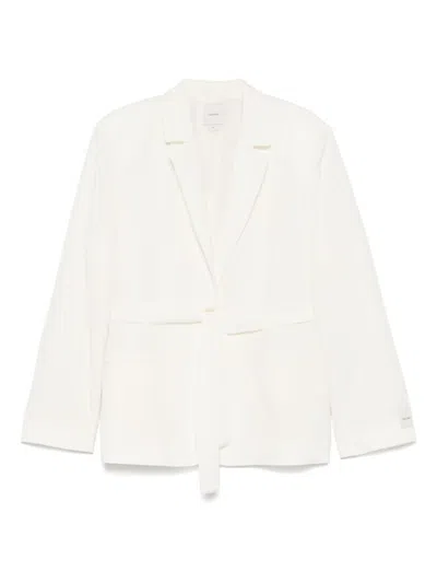 Calvin Klein Double-breasted Relaxed Linen Blazer In Multicolor