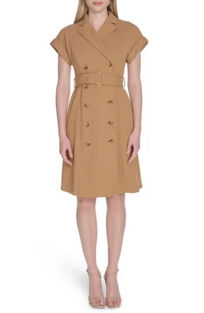 Calvin Klein Double Breasted Sheath Dress In Brown