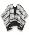 Calvin Klein Double Face Plaid Shawl In Black