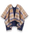 Calvin Klein Double Face Plaid Shawl In Brown