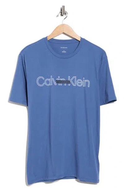 Calvin Klein Double Standard Logo Graphic T-shirt In Blue