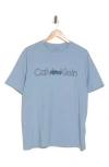 Calvin Klein Double Standard Logo Graphic T-shirt In Dusty Blue
