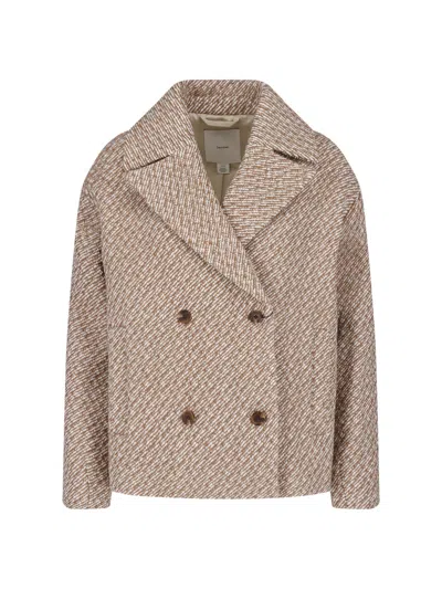 Calvin Klein Double-breasted Wool-blend Jacket In Brown