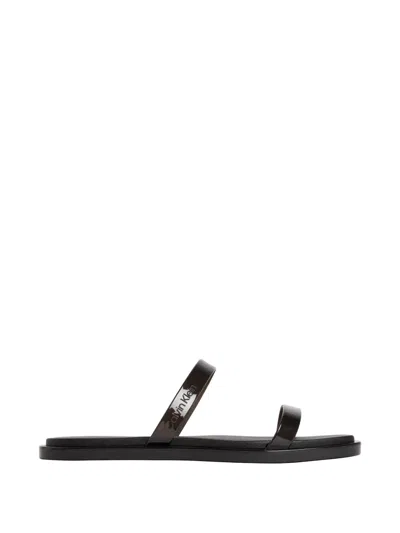 Calvin Klein Double-strap Slippers In Black