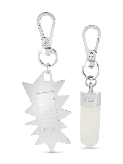 Pre-owned Calvin Klein Downtown Stainless Steel Charm In Silver