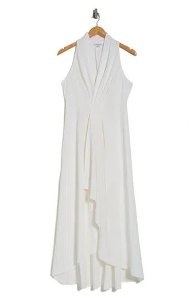 Calvin Klein Drape Front Gauze Dress In White