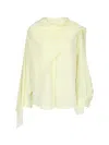 Calvin Klein Draped Long Sleeve Asymmetric Top With Buttons In Yellow