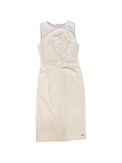 Calvin Klein Draped Sleeveless Dress In Gray