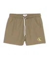 Calvin Klein Drawstring Swim Shorts In Brown