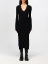 Calvin Klein Rib V-neck Midi Dress In Schwarz