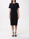 Calvin Klein Ribbed Texture Knee-length Fitted Silhouette Dress In Schwarz