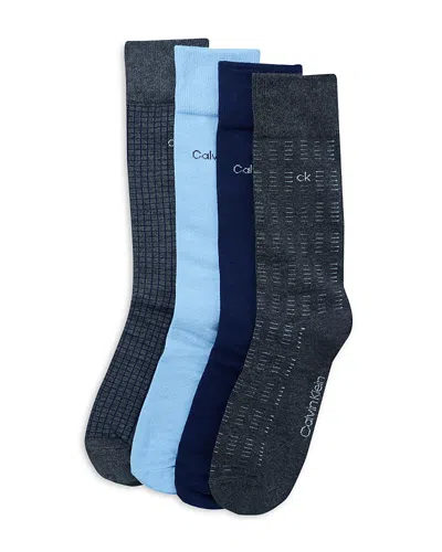 Calvin Klein 4-pack Assorted Dress Socks In Blue