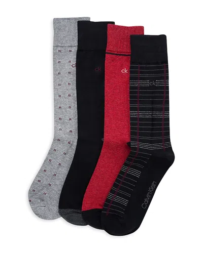 Calvin Klein Assorted 4-pack Dress Socks In Black