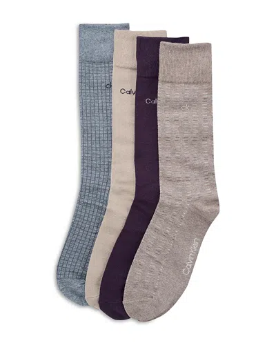 Calvin Klein Dress Crew Socks, Pack Of 4 In Multi